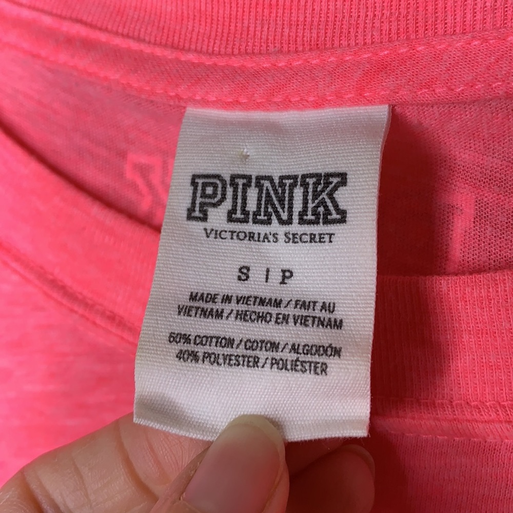 PINK VS Top Pink Gray Charcoal Soft Slouchy Comfy Color Block Dolman Sleeves Sm - Picture 7 of 10